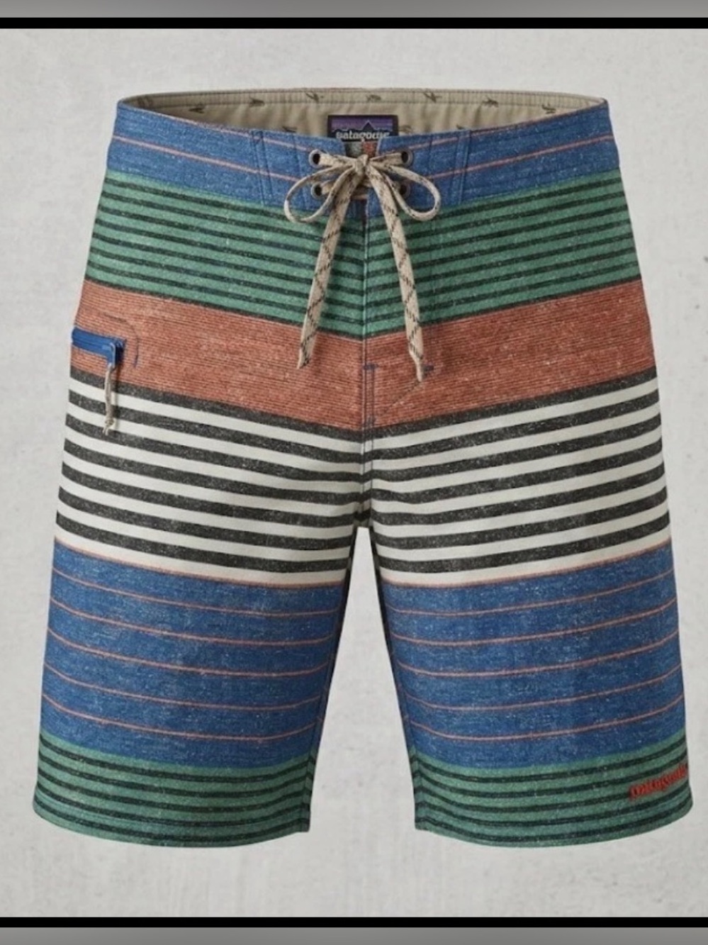 Patagonia Wavefarer Board Shorts Mens Size 32 Multicolor Striped Surf Swim beach